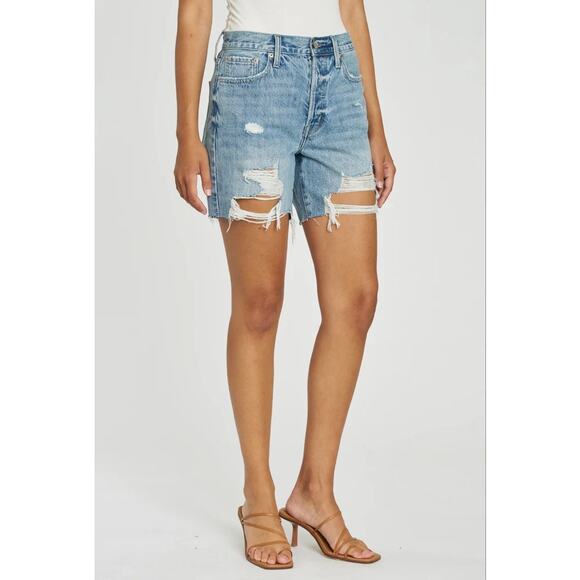 Pistola Devin High Waist Cutoff Denim Mom Shorts